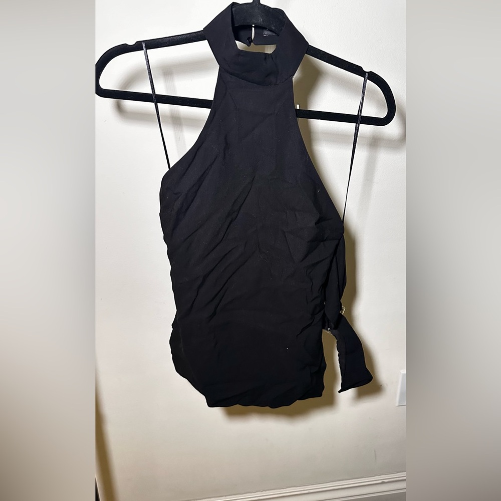 Zara black halter blouse with buckle size xs